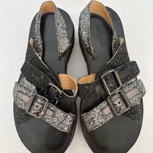 MM6 Maison Margiela Glitter Buckle Platform Sandals